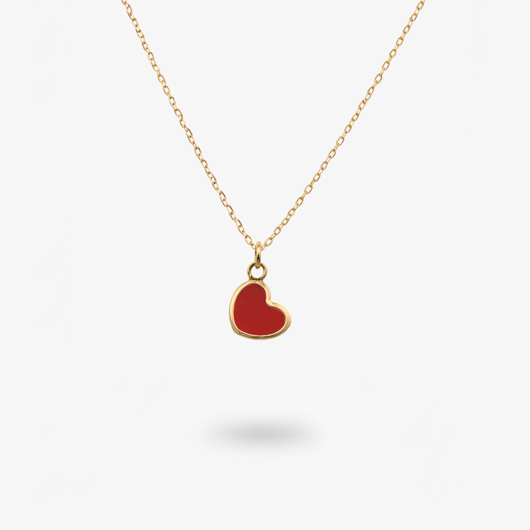Collana Cuore Sospeso Rosso - Oro 18ct