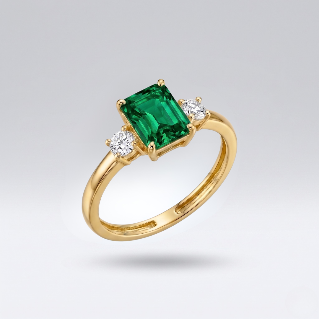 Anello Trilogy con Zirconi Naturali (Argento 925/Oro 9ct)
