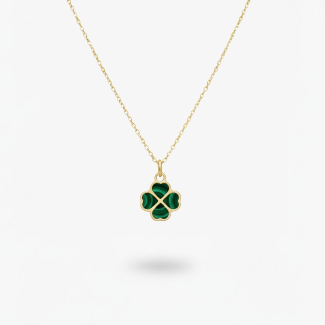 Collana Cuorifoglio Malachite - Oro 18ct
