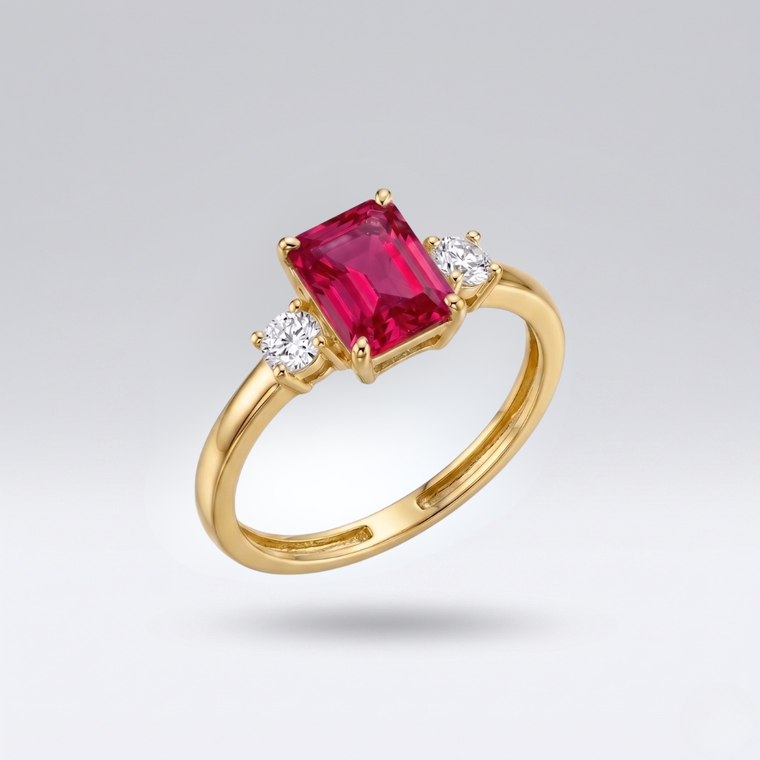 Anello Trilogy con Zirconi Naturali (Argento 925/Oro 9ct)