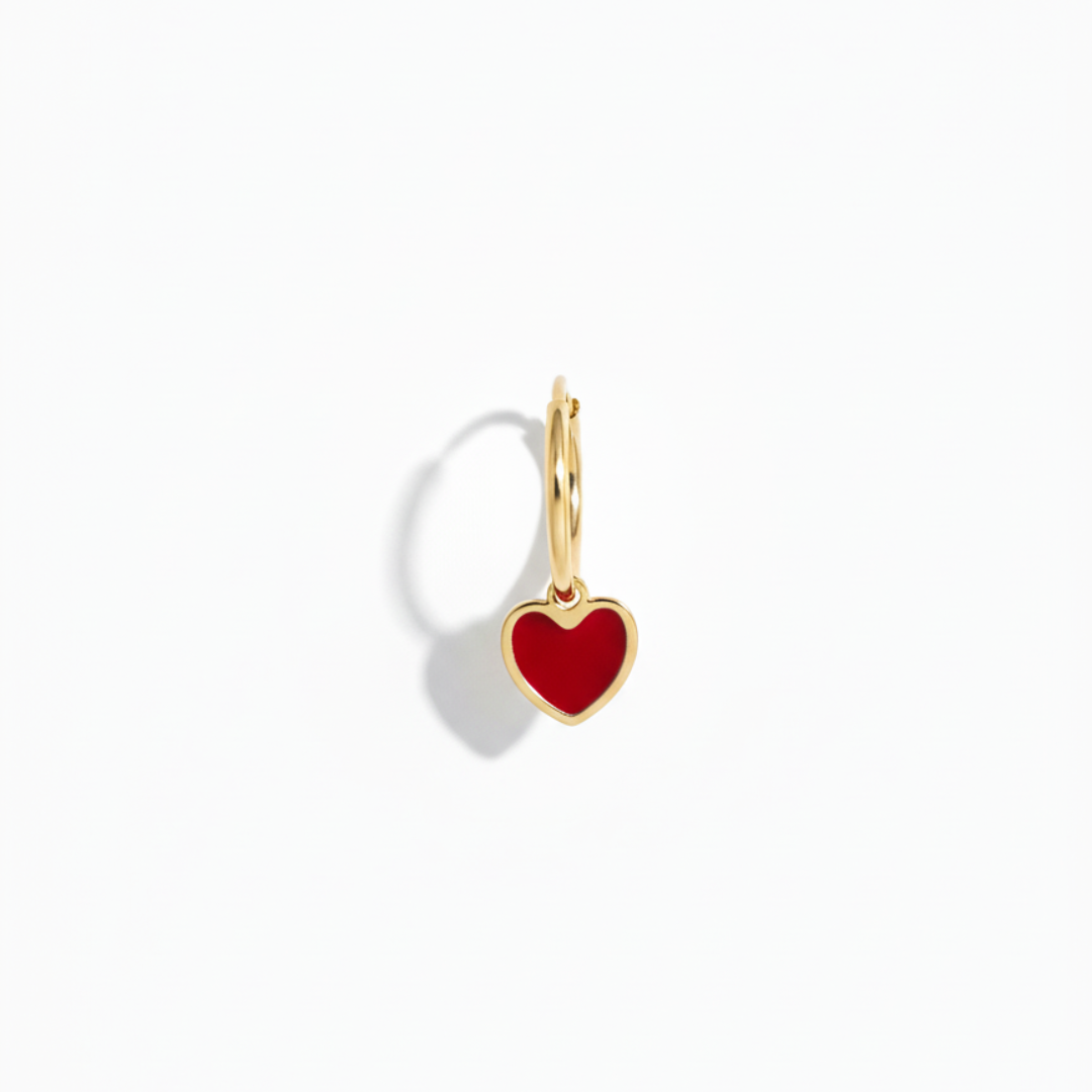 Orecchino Cuore Rosso - Oro 18ct