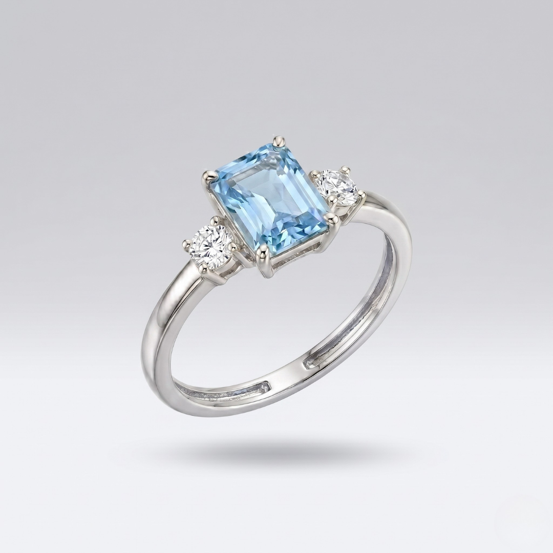 Anello Trilogy con Zirconi Naturali (Argento 925/Oro 9ct)