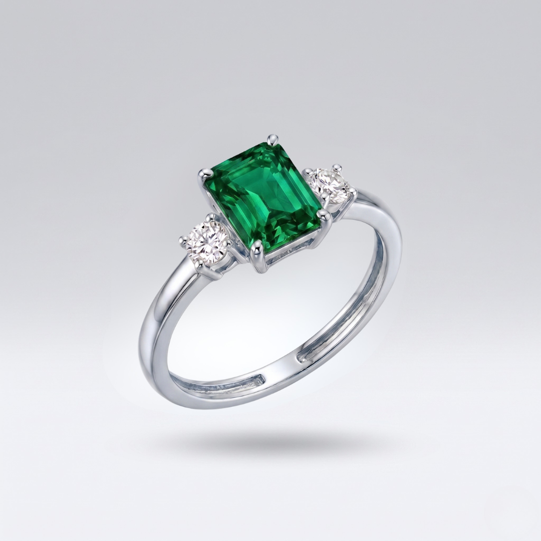 Anello Trilogy con Zirconi Naturali (Argento 925/Oro 9ct)