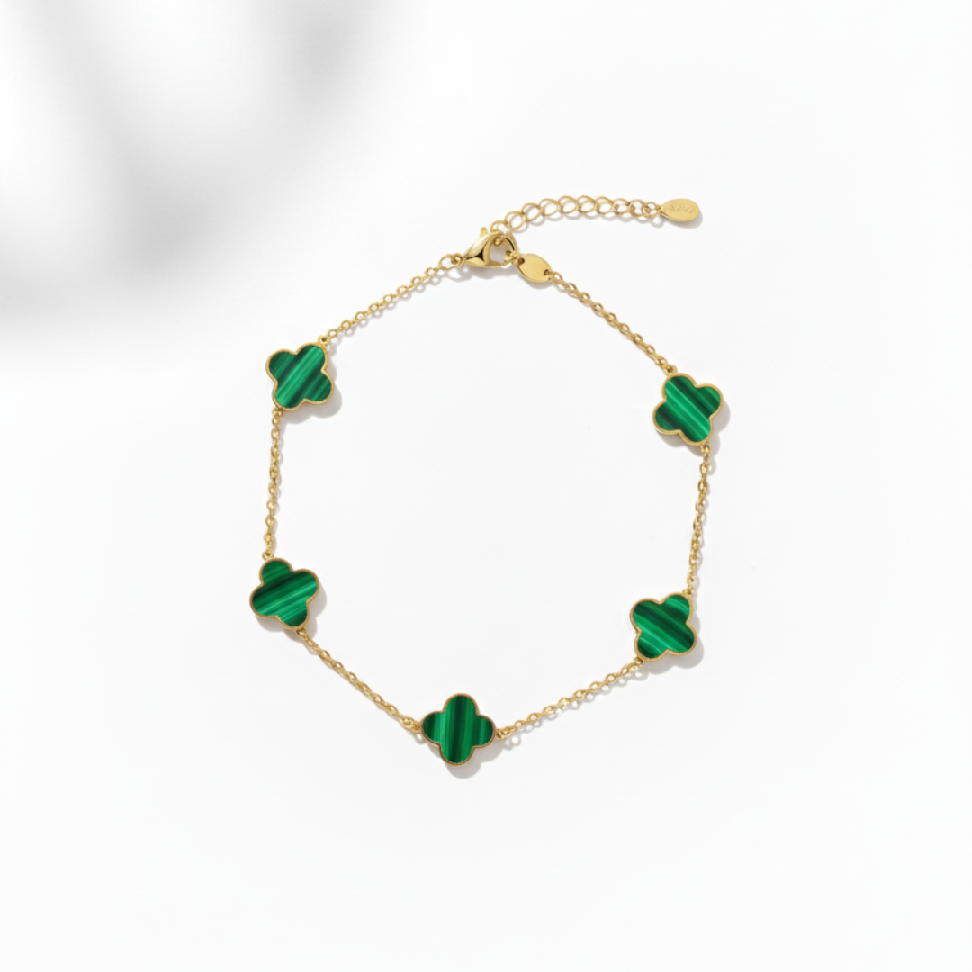 Bracciale Quadrifoglio Malachite - Oro 18ct