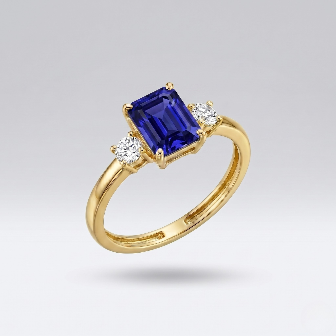 Anello Trilogy con Zirconi Naturali (Argento 925/Oro 9ct)