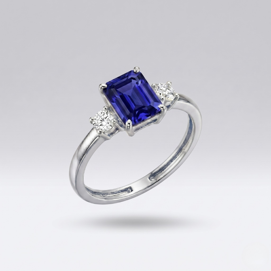 Anello Trilogy con Zirconi Naturali (Argento 925/Oro 9ct)