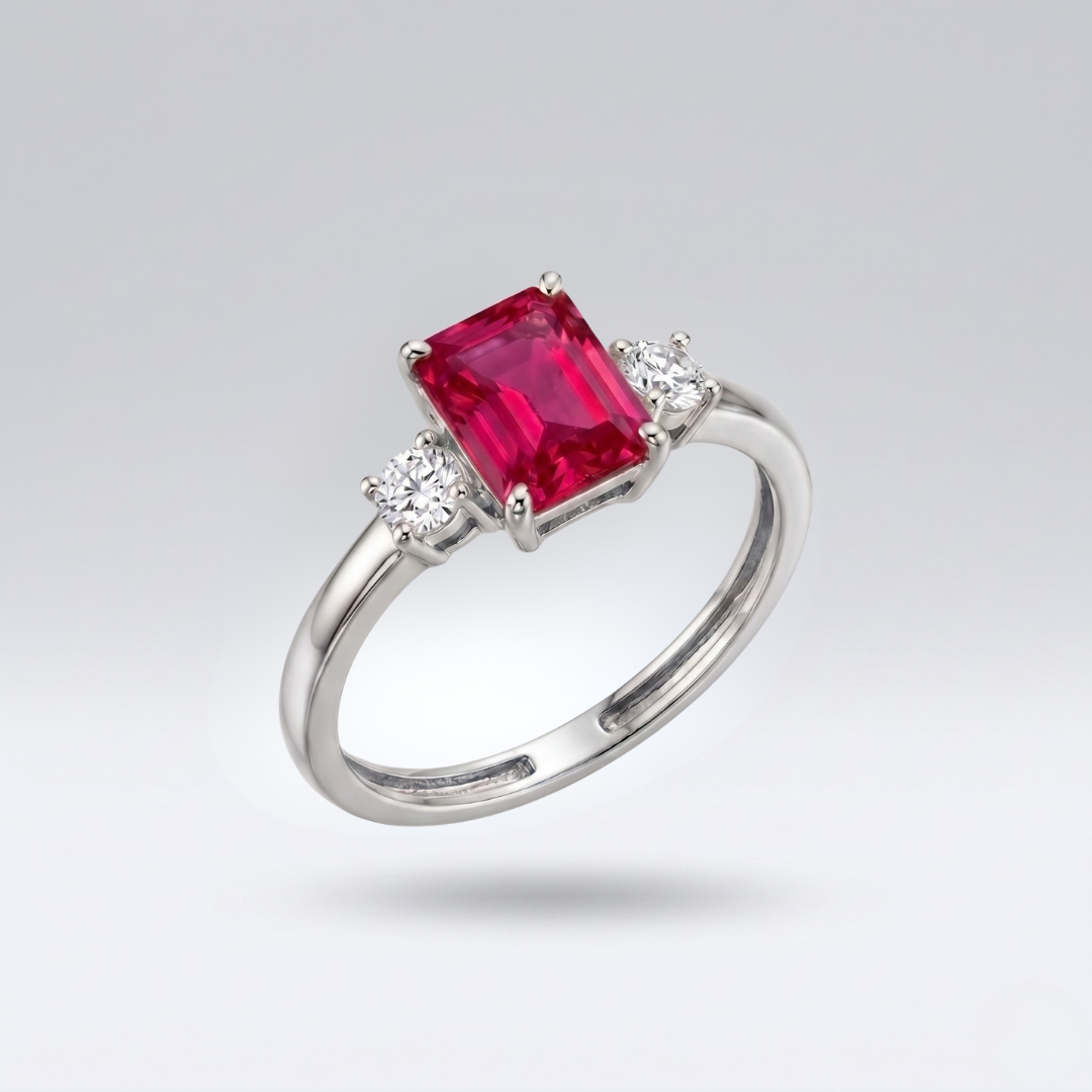 Anello Trilogy con Zirconi Naturali (Argento 925/Oro 9ct)